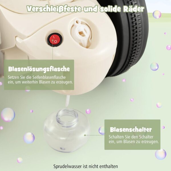 Kinder Elektro Motorrad 6V mit Seifenblasenmaschine, Musik & LED Lichtern - Image 2