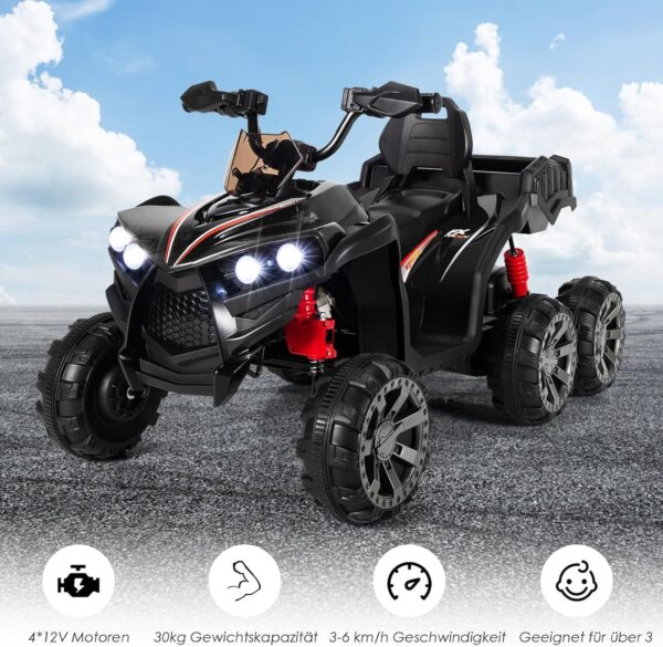 12V Elektro Kinderquad mit Stauraum und LED-Lichtern - 6 Räder Quad - Image 2