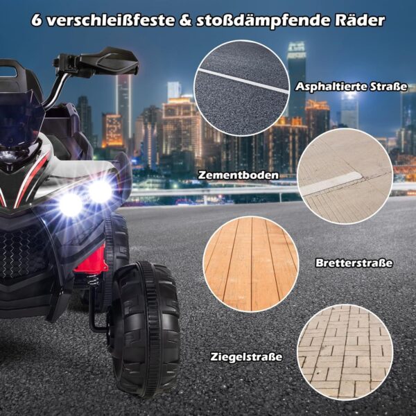 12V Elektro Kinderquad mit Stauraum und LED-Lichtern - 6 Räder Quad - Image 3