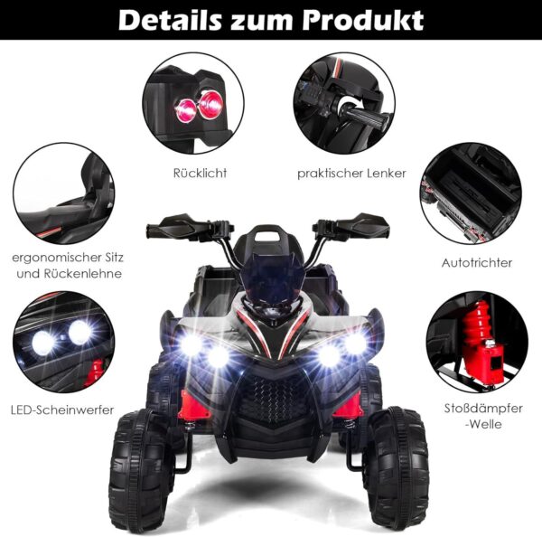 12V Elektro Kinderquad mit Stauraum und LED-Lichtern - 6 Räder Quad - Image 5