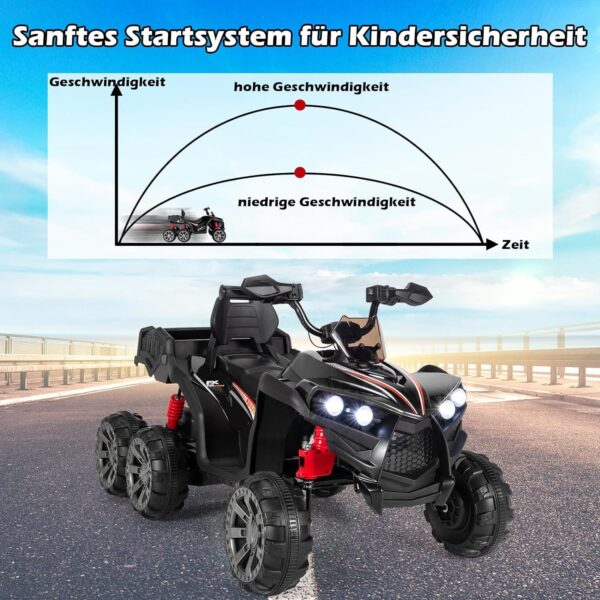 12V Elektro Kinderquad mit Stauraum und LED-Lichtern - 6 Räder Quad - Image 7