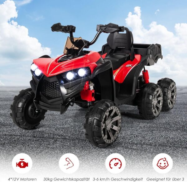 12V Elektro Kinderquad mit Stauraum und LED-Lichtern - 6 Räder Quad - Image 11