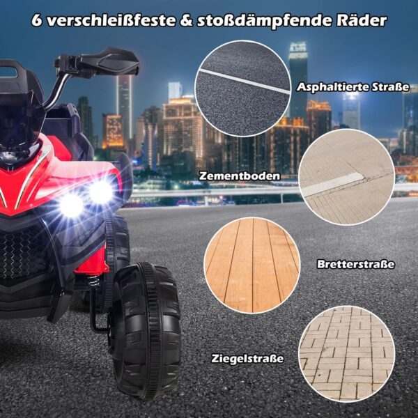 12V Elektro Kinderquad mit Stauraum und LED-Lichtern - 6 Räder Quad - Image 12