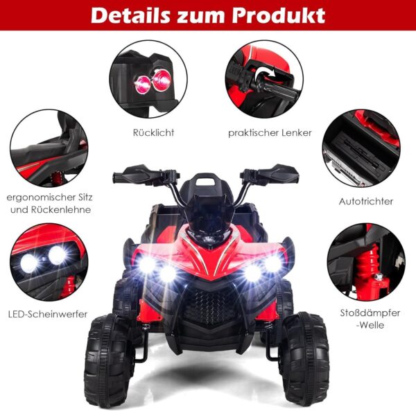 12V Elektro Kinderquad mit Stauraum und LED-Lichtern - 6 Räder Quad - Image 14