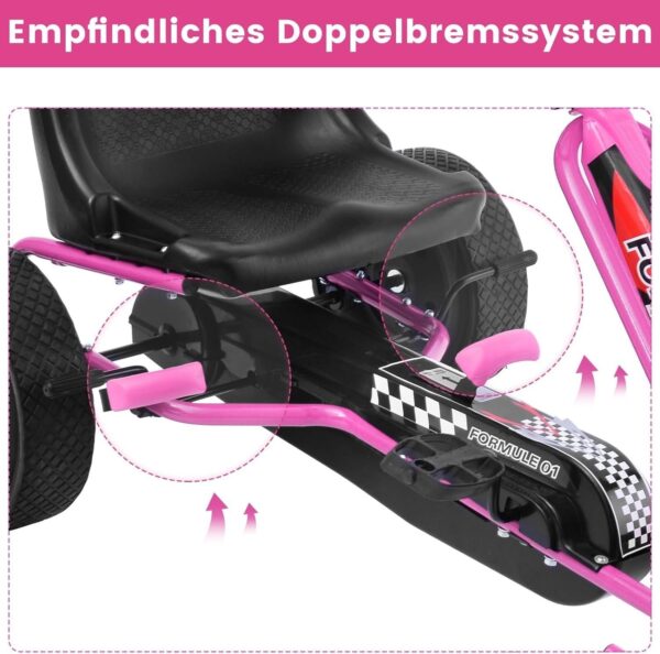 Gokart mit Handbremse und verstellbarem Sitz, Tretauto mit Vor- und Rückwärtsgang - Image 17