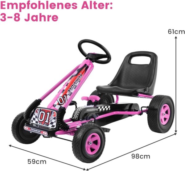 Gokart mit Handbremse und verstellbarem Sitz, Tretauto mit Vor- und Rückwärtsgang - Image 18