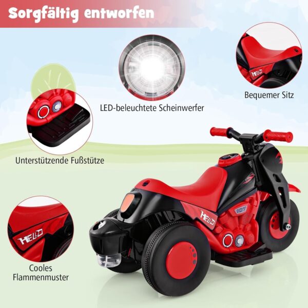 Kinder Elektro Motorrad 6V mit Seifenblasenmaschine, Musik & LED Lichtern - Image 20