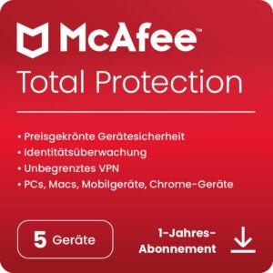 McAfee Total Protection 2025 für 5 Geräte - 1 Jahr Download Lizenz