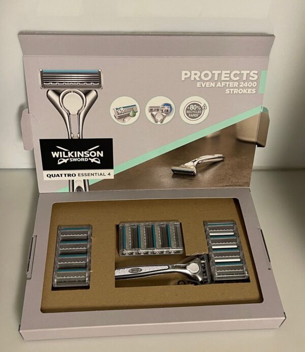 Wilkinson Sword Quattro Titanium Sensitive 13 Rasierklingen + Rasierer NEU