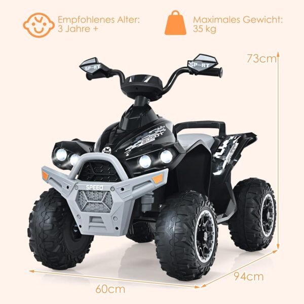 12V Elektro Kinderquad mit Musik, LED Scheinwerfer & Hupe für Kids - Image 13