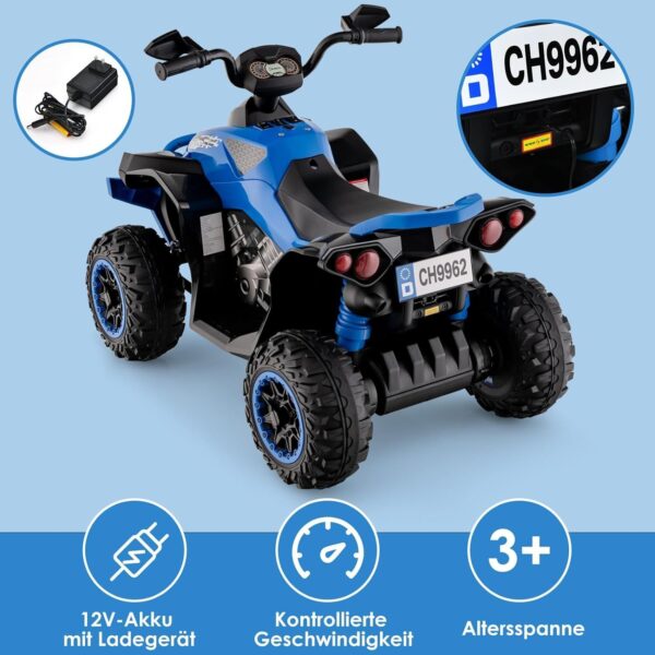 12V Elektro Kinderquad mit Musik, LED Scheinwerfer & Hupe für Kids - Image 16