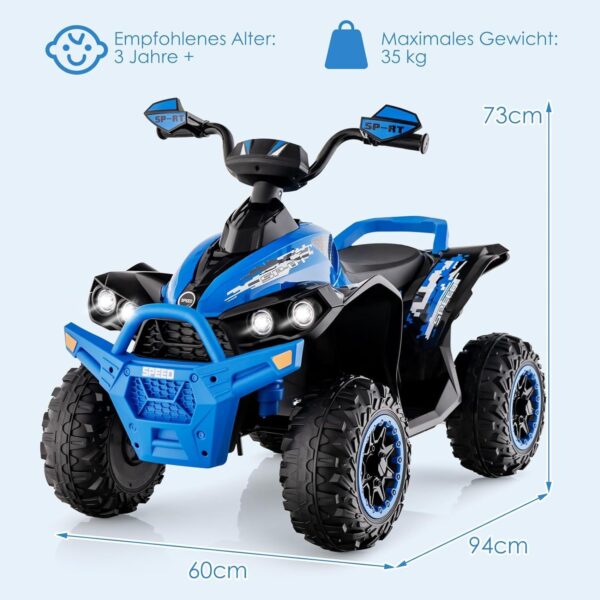 12V Elektro Kinderquad mit Musik, LED Scheinwerfer & Hupe für Kids - Image 18