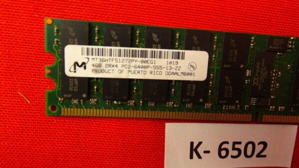 4GB Micron DDR2-800 PC2-6400P ECC Reg Server-RAM 240p 2Rx4 MT36HTF51272PY - Image 1