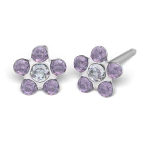 STUDEX Blume Tanzanite-Crystal Ohrstecker - Medizinisches Piercing