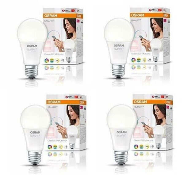 OSRAM Smart+ LED E27 10W RGB ZigBee 4er Set dimmbar EEK A bis G