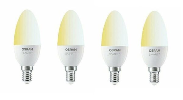 OSRAM Smart+ LED Kerze E14 ZigBee dimmbar, warmweiß, 4er Set