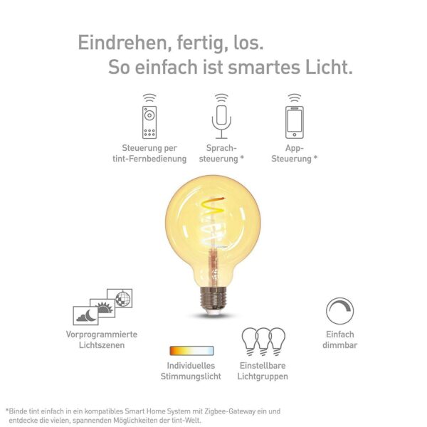 MüllerLicht Zigbee Smart+ LED Kugel 5,5W E27 Gold Retro EEK F - Image 2