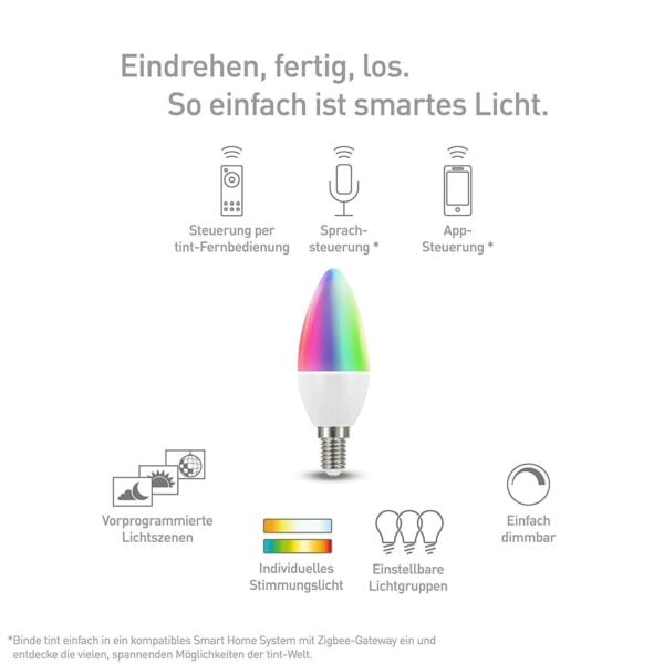 MüllerLicht TINT Zigbee Smart+ LED Kerze 5,8W E14 Tunable EEK F - Image 3