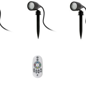 EGLO Connect-C LED Gartenspot 3er Set mit Erdspieß & Fernbedienung
