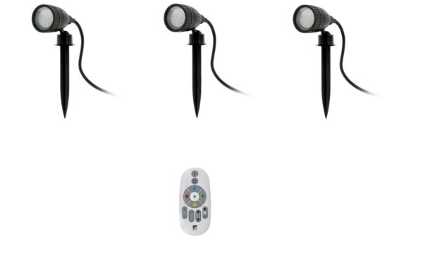 EGLO Connect-C LED Gartenspot 3er Set mit Erdspieß & Fernbedienung
