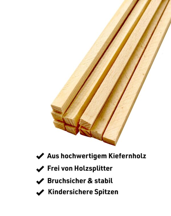 1000 Holzstäbchen 350x4x4 mm für Zuckerwatte und Bonbons - Vierkant - Image 3