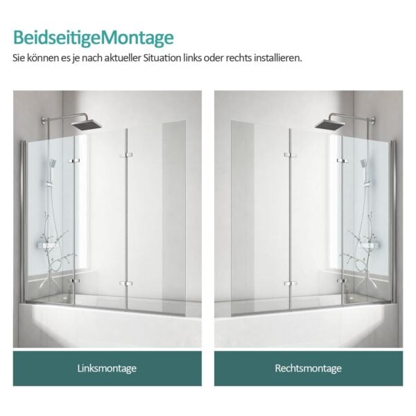 EMKE® Faltbare 3-teilige NANO Badewannen-Duschwand 120x140cm - Image 3