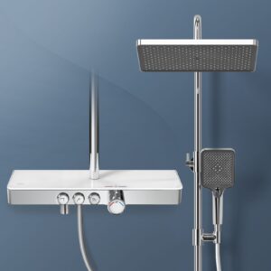 EMKE® Duschsystem mit Thermostat und Regendusche - Duscharmatur Set Chrom