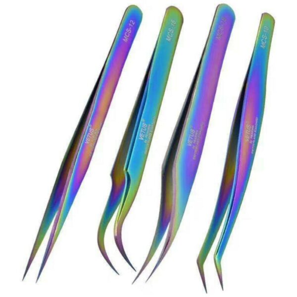 Vetus Wimpern Pinzette Set für Volumentechnik - 5 Farben & Etui - Image 25