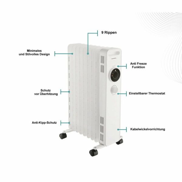 Kumtel Ölradiator 2000W-2500W Weiß KM-1230S - Effiziente Heizlösung - Image 3