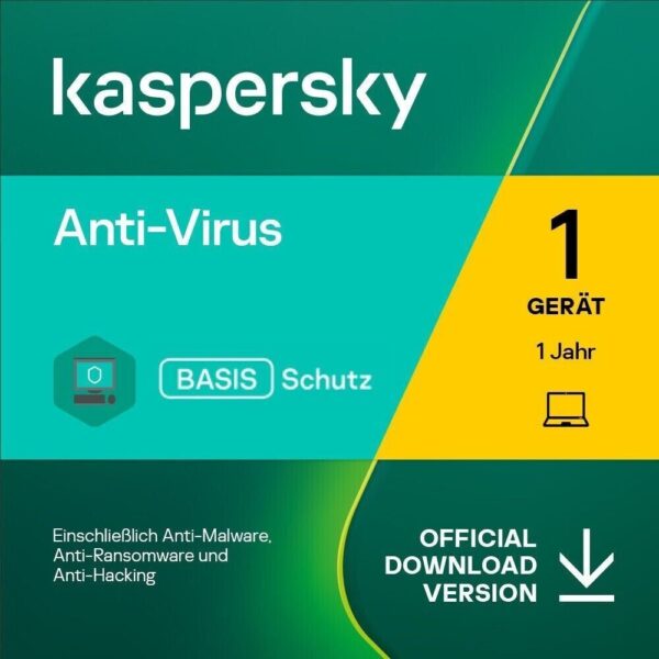 Kaspersky Antivirus 2024/2025 für 1 PC - 1 Jahr Lizenz sofort per E-Mail