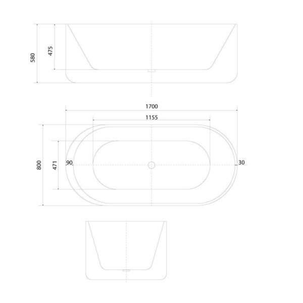 Freistehende Whirlpool-Badewanne F26 170x80cm mit Luft- und Wasserfunktion - Image 4