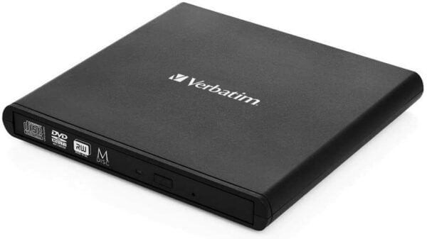 Verbatim Externer Slimline CD/DVD-Brenner für Datensicherung in Schwarz