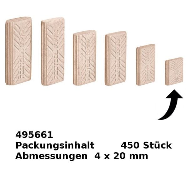 Festool DOMINO Buche Dübel 4x20mm für Dübelfräse 14x140mm - Image 1