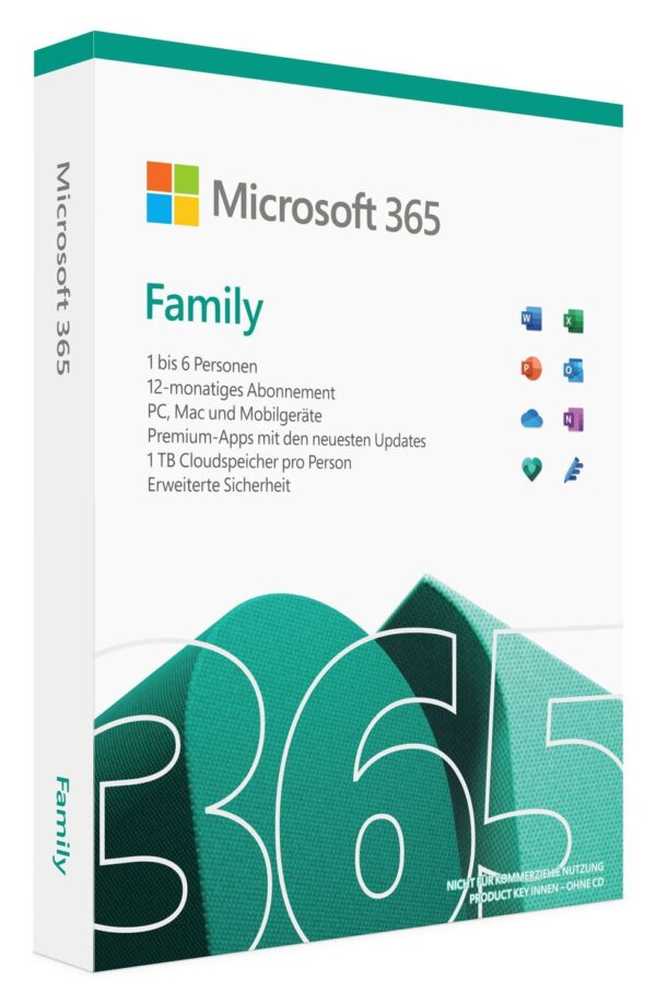 Microsoft 365 Family für 6 Benutzer - 1 Jahr, 30 Geräte Nutzung