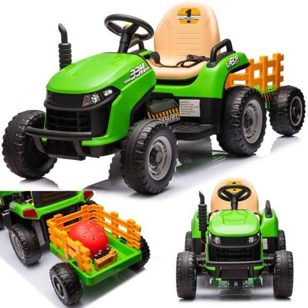 Fernbedienbarer Traktor mit Anhänger für Kinder - Grünes Schlepperauto