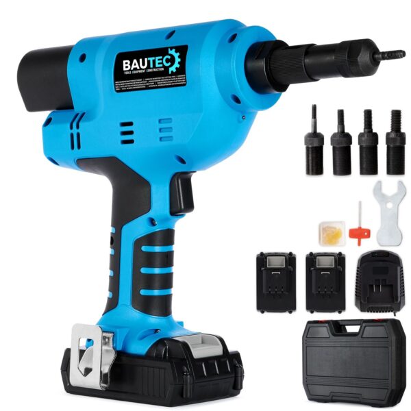 BAUTEC Profi Akku-Blindnietmuttern-Setzgerät M6 M8 M10 M12 24.000N