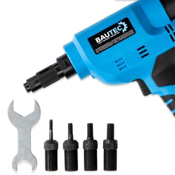 BAUTEC Profi Akku-Blindnietmuttern-Setzgerät M6 M8 M10 M12 24.000N - Image 3