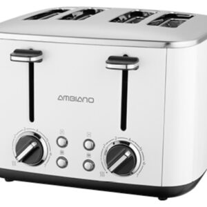 Retro Toaster 4 Schlitz 1600W mit 7 Stufen - Perl Weiß Edelstahl
