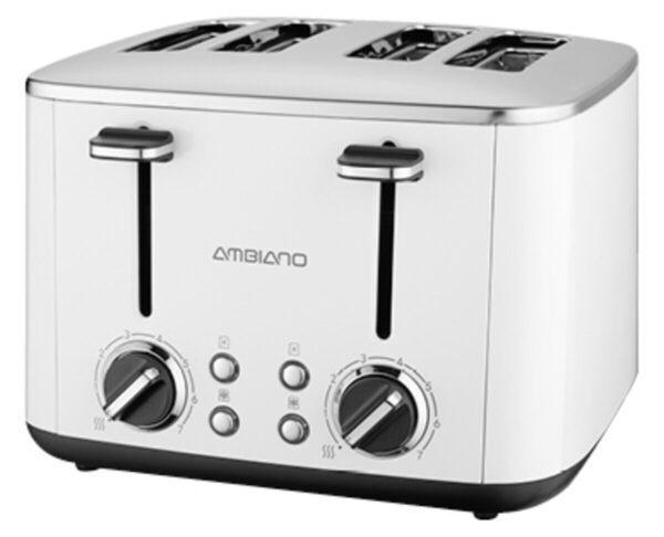 Retro Toaster 4 Schlitz 1600W mit 7 Stufen - Perl Weiß Edelstahl