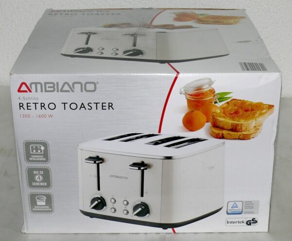 Retro Toaster 4 Schlitz 1600W mit 7 Stufen - Perl Weiß Edelstahl - Image 2