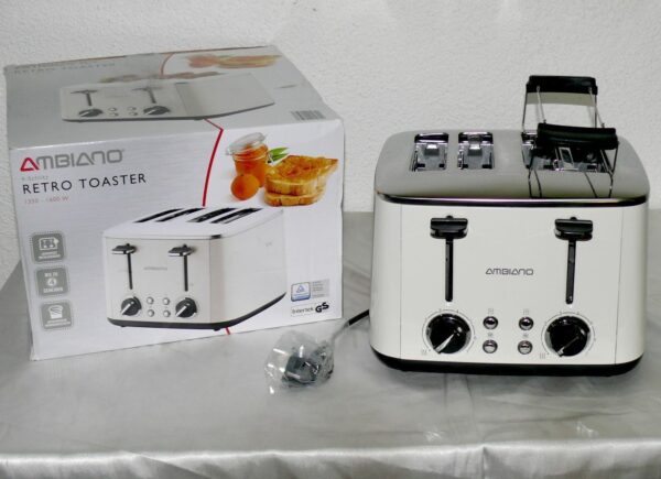 Retro Toaster 4 Schlitz 1600W mit 7 Stufen - Perl Weiß Edelstahl - Image 3