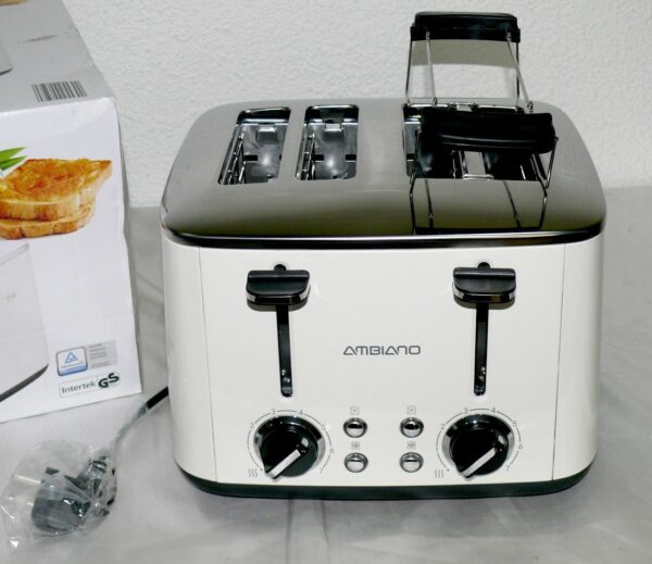 Retro Toaster 4 Schlitz 1600W mit 7 Stufen - Perl Weiß Edelstahl - Image 4