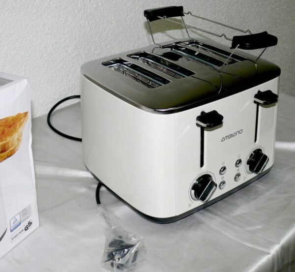 Retro Toaster 4 Schlitz 1600W mit 7 Stufen - Perl Weiß Edelstahl - Image 8