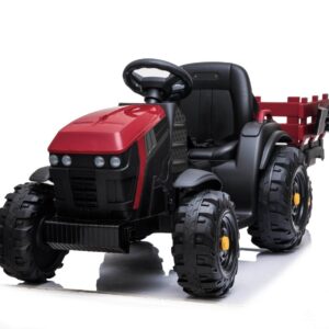 Kindertraktor mit Anhänger 12V Elektroauto Rot 2x45W für Kinder