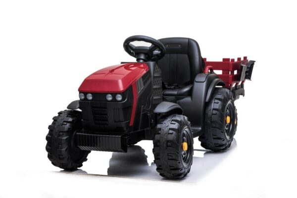 Kindertraktor mit Anhänger 12V Elektroauto Rot 2x45W für Kinder