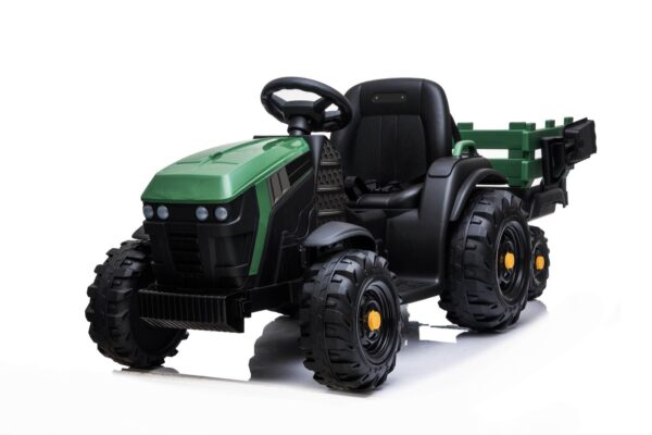Grüner Kindertraktor mit Anhänger - Elektroauto 12V 2x45W für Kinder
