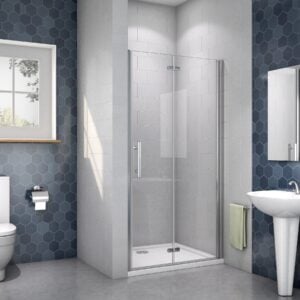 AICA Drehfalttür 76x185cm Nischentür 6mm NANO GLAS für modernes Bad