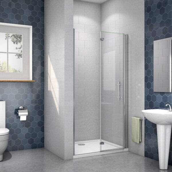 AICA Drehfalttür 76x185cm Nischentür 6mm NANO GLAS für modernes Bad - Image 2