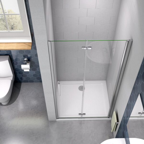 AICA Drehfalttür 76x185cm Nischentür 6mm NANO GLAS für modernes Bad - Image 4