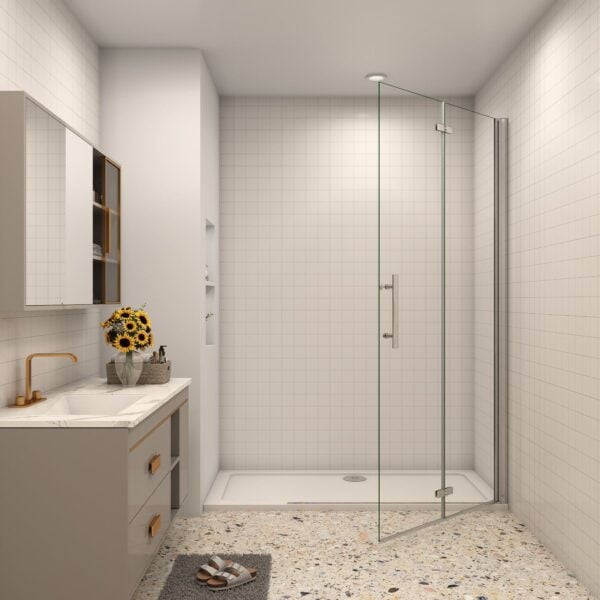 Walk-In Duschwand 80 x 185cm Falttür Faltbar Drehbar 6mm Nano-ESG - Image 3